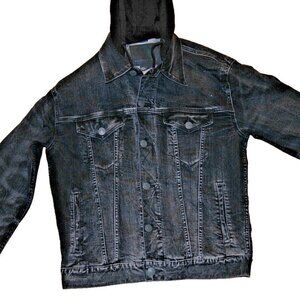 American Eagle Black Jean Jacket Women's Sz S Denim w/Hood